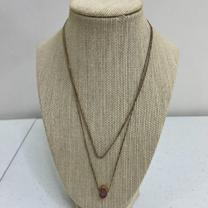 Purple Druzy Necklace Gold Tone Chain Layered Multi Strand Geode Rock‎